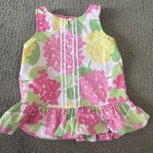 Janie and Jack Size 6 Floral Sleeveless Kids Tank Top Blou - Pink, Yellow, Green